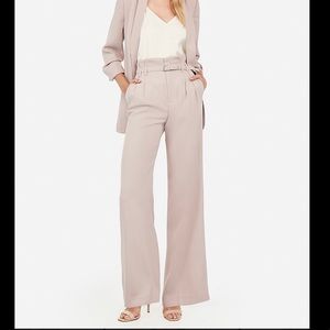 Express high waisted belted wide leg pants 14short